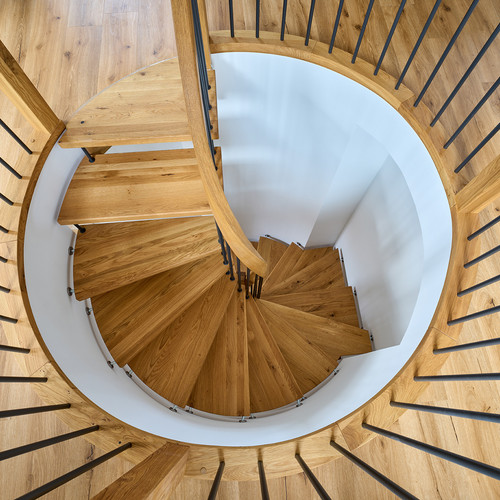 Wendeltreppe aus Eiche von oben